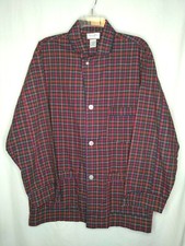 Christan Dior Multicolored Plaid Long Sleeve Button Down Pajama Shirt Size M EUC