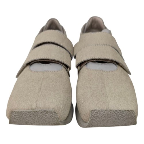 UGG x Eckhaus Latta Block Strap Sneaker Beige Cow Hair Leather Lamb Lining Sz 8 - Picture 7 of 11