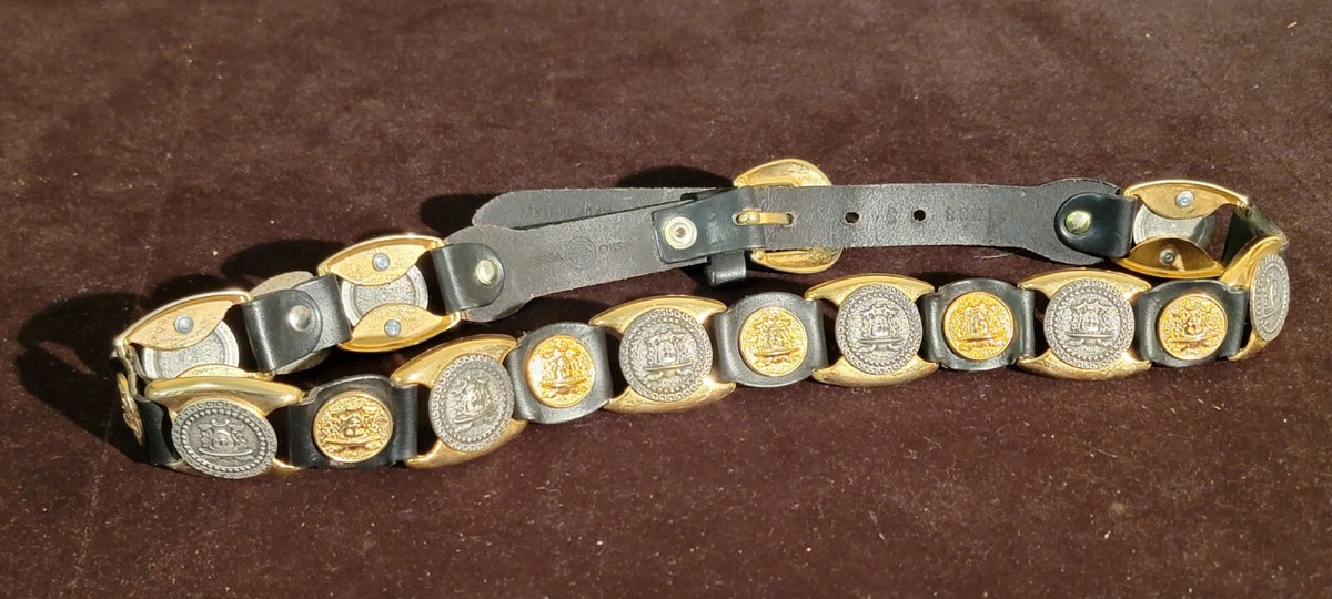 Vintage Versace (Estro Versa) Medusa Head Brass & Leather Link