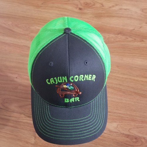 Cajun Corner Bar Pool Table Balls Snapback Cap Hat Gray Neon Green Richardson - Picture 15 of 19
