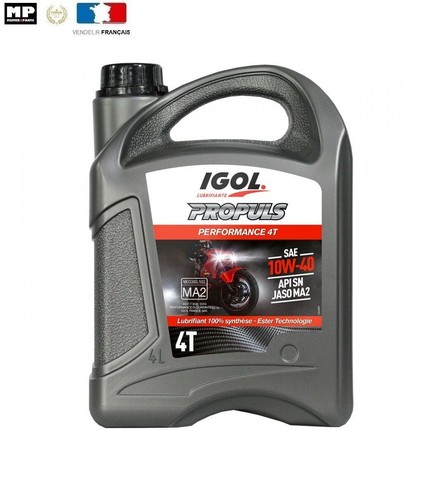 Huile Moteur 100% Synthétique IGOL PROPULS PERFORMANC 4T 10W40 - 4 Litres Pour Moto, Scooter, Quad
