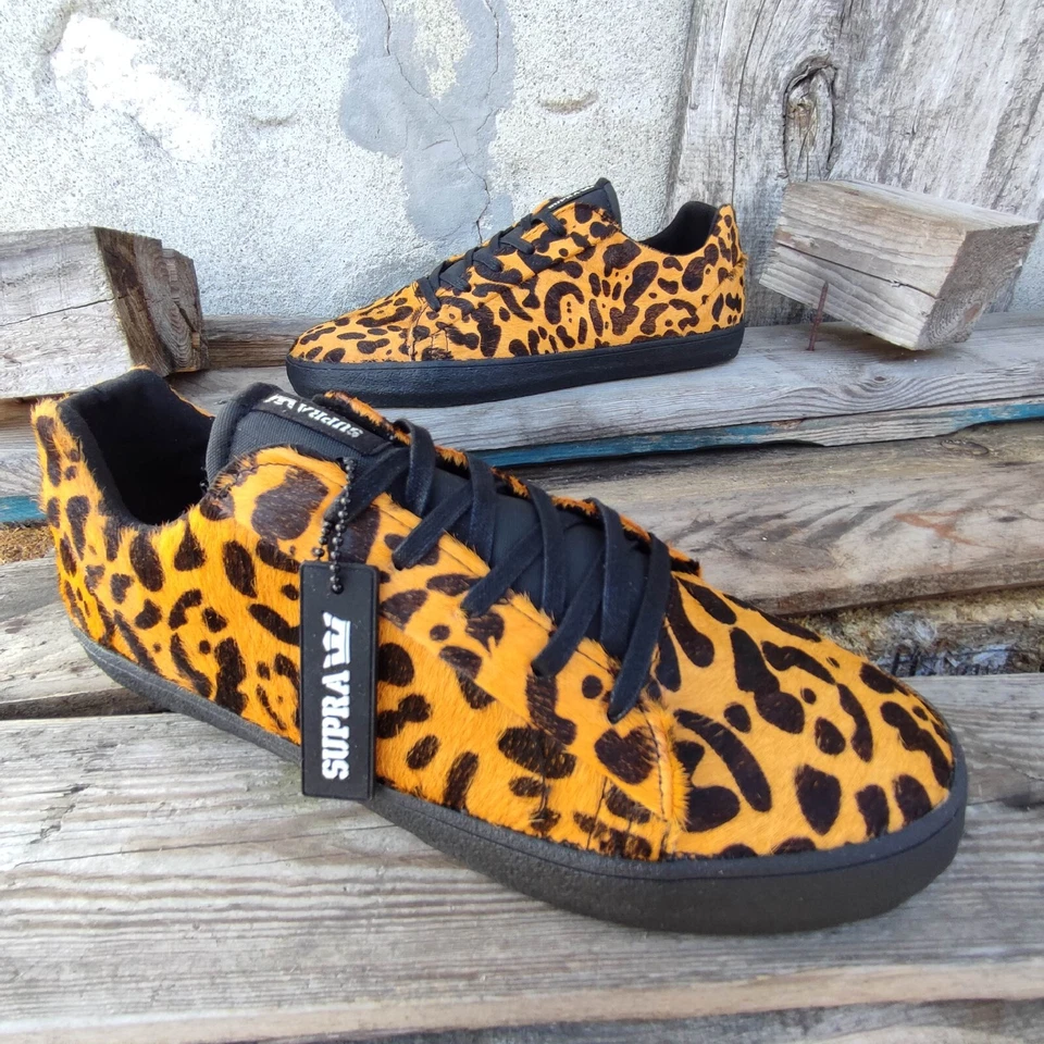 Sneaker collector basket SUPRA Assault Leopard pony hair us11.5 eu45.5 uk10.5 - Photo 1/4