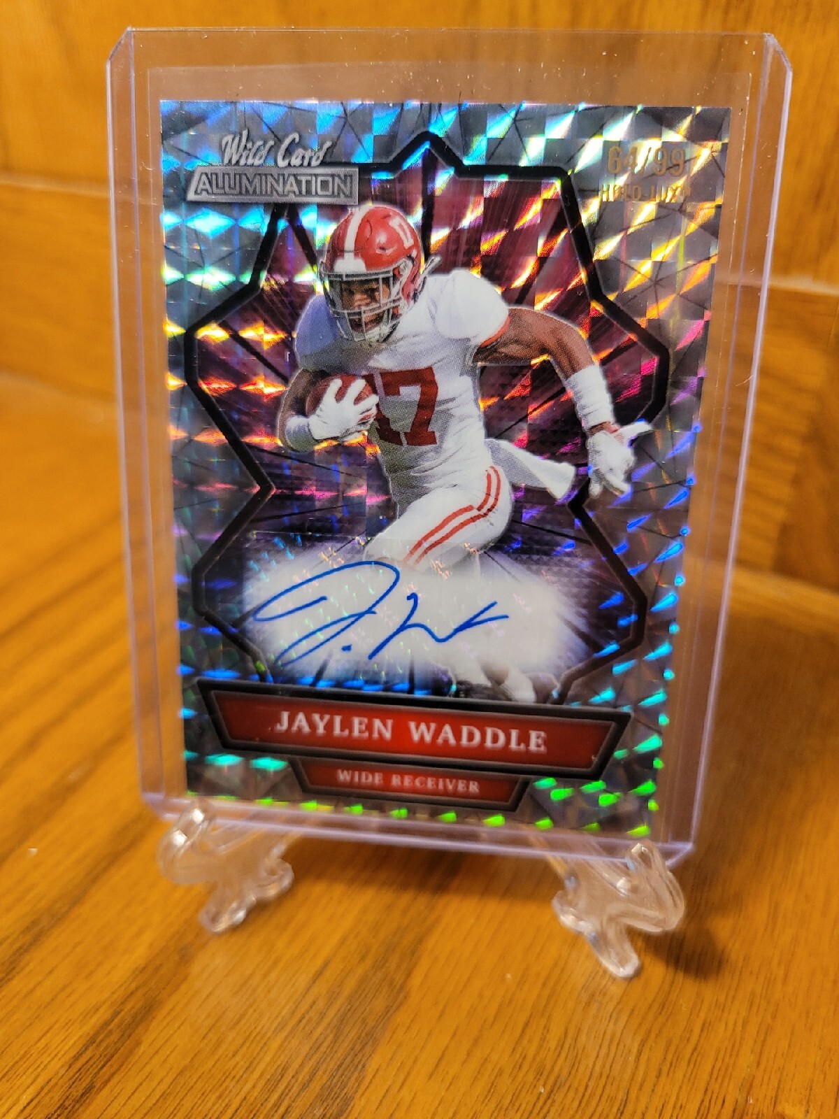 2021 WILD CARD ALUMINATION HOLO-LUX RC JAYLEN WADDLE AUTO ABC-A #64/99