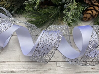 Weihnachten Drahtkante silber weiß Band Baumschmuck Geschenk je 4m x 2m x 38mm