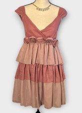 NEW Womens Sz L Babydoll Dress Pink Floral Tiered Festival Romantic Coquette