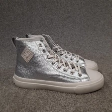 PF Flyers Center Hi Sneakers Shoes Women Size 7 Silver White High Top Sandlot