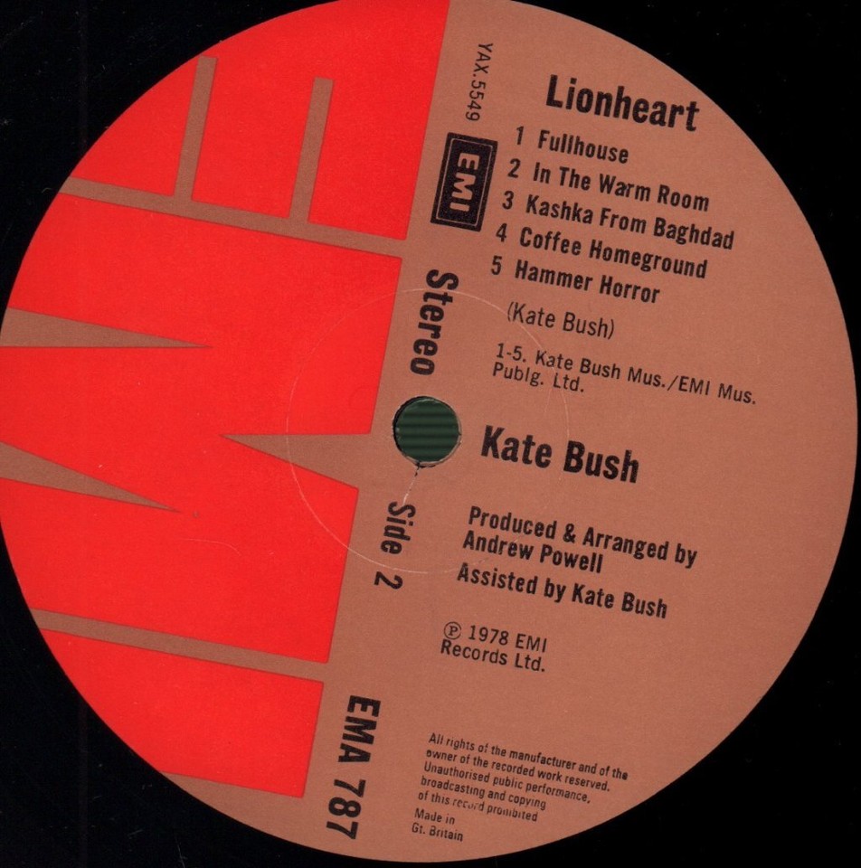 Kate Bush Lionheart LP vinyl UK Emi 1978 in embossed gatefold sleeve