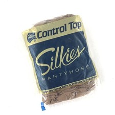 Lot Of Two VTG 90s Silkies Control Top Pantyhose Queen Beige Leg Support New 752