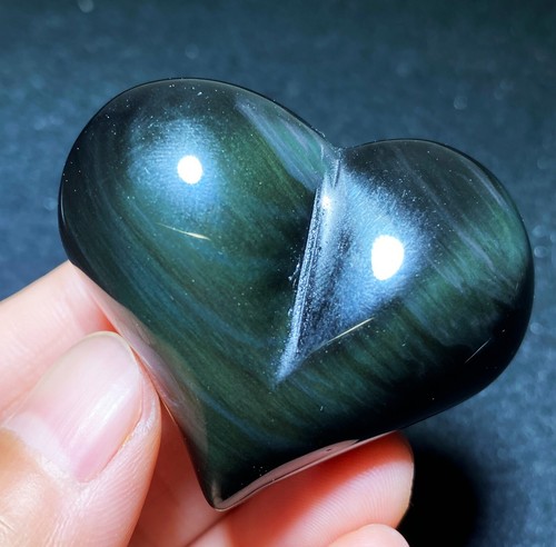 43g Rare Natural Rainbow Flash Obsidian Sphere Heart Reiki Stone Healing C628 - Picture 5 of 12