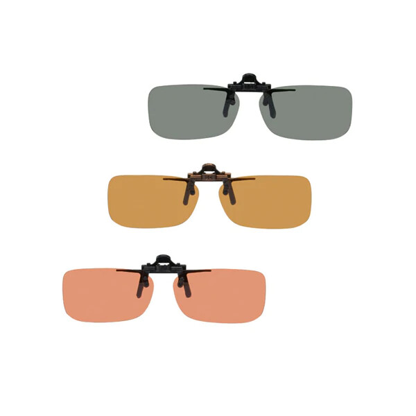 Medium Rectangle 52x35 D Clip X2  Clip On / Flip Up Sunglasses Lenses With Case