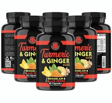 Angry Supplements Natural Turmeric Ginger Maxx, Joint Support Flexibility, 6PK