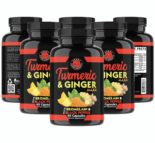 Angry Supplements Natural Turmeric Ginger Maxx, Joint Support Flexibility, 6PK