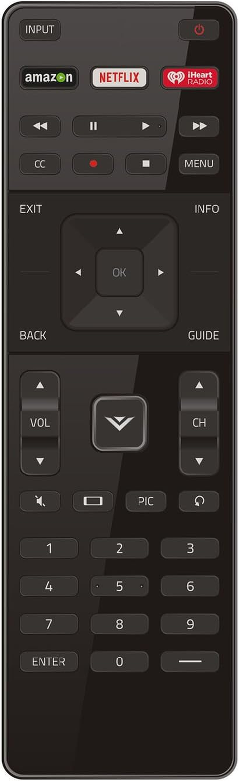 Xrt122 LED HDTV Remote Replacement for Vizio E Series E70-C3 E65-C3 E65X-C2 E60-C3 E55-C1 TVs