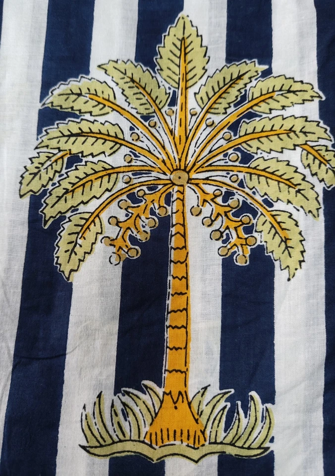 Indian Fabric Cotton Fabric By Yard Hand Block Print fabric Dressmaking Palm Tre - Image 4 of 4