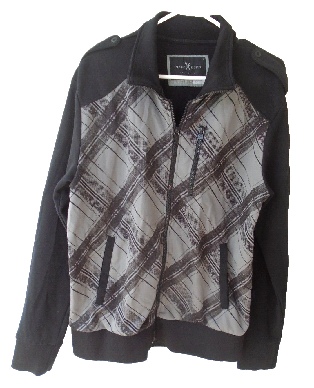 Mark Ecko Black Gray Check Jacket Front Pockets F… - image 1