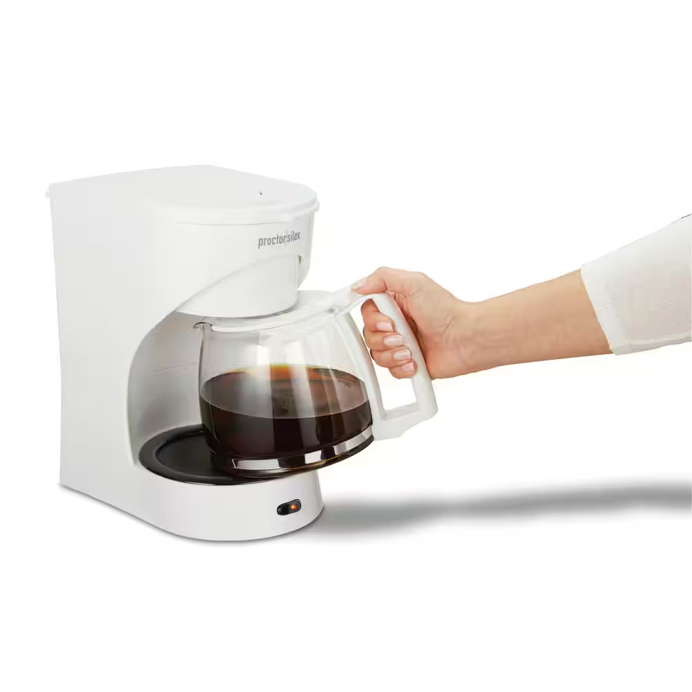 Proctor Silex 12 Cup White Coffee Maker with Glass Carafe