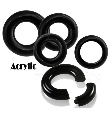 1PC. Black Acrylic Segment Ring Hoop Earring Septum Ring 8G thru 00G