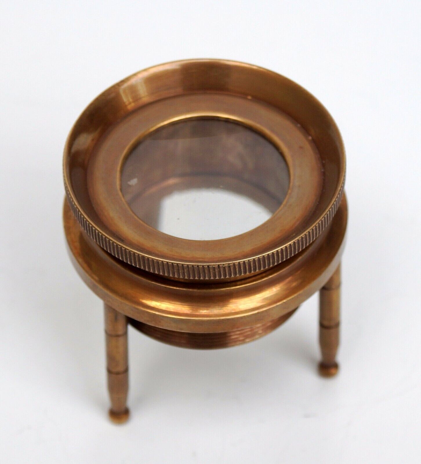 Telescopio Marittimo Vintage Ottone Antico Con Treppiede In Legno Stand - Foto 6