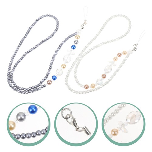 2 Pcs Perlen Telefon Lanyard Elegante Telefon-Lanyards Armband Armbänder - Zdjęcie 4 z 12
