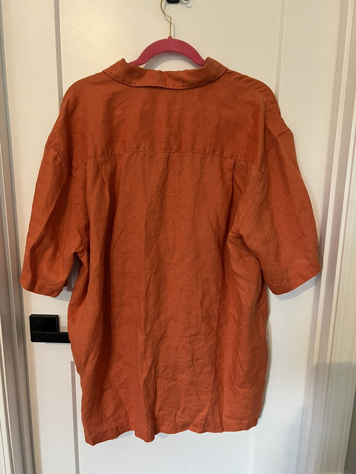 CEZANI mens 100 Solid Burnt Orange Button Down Short… Gem