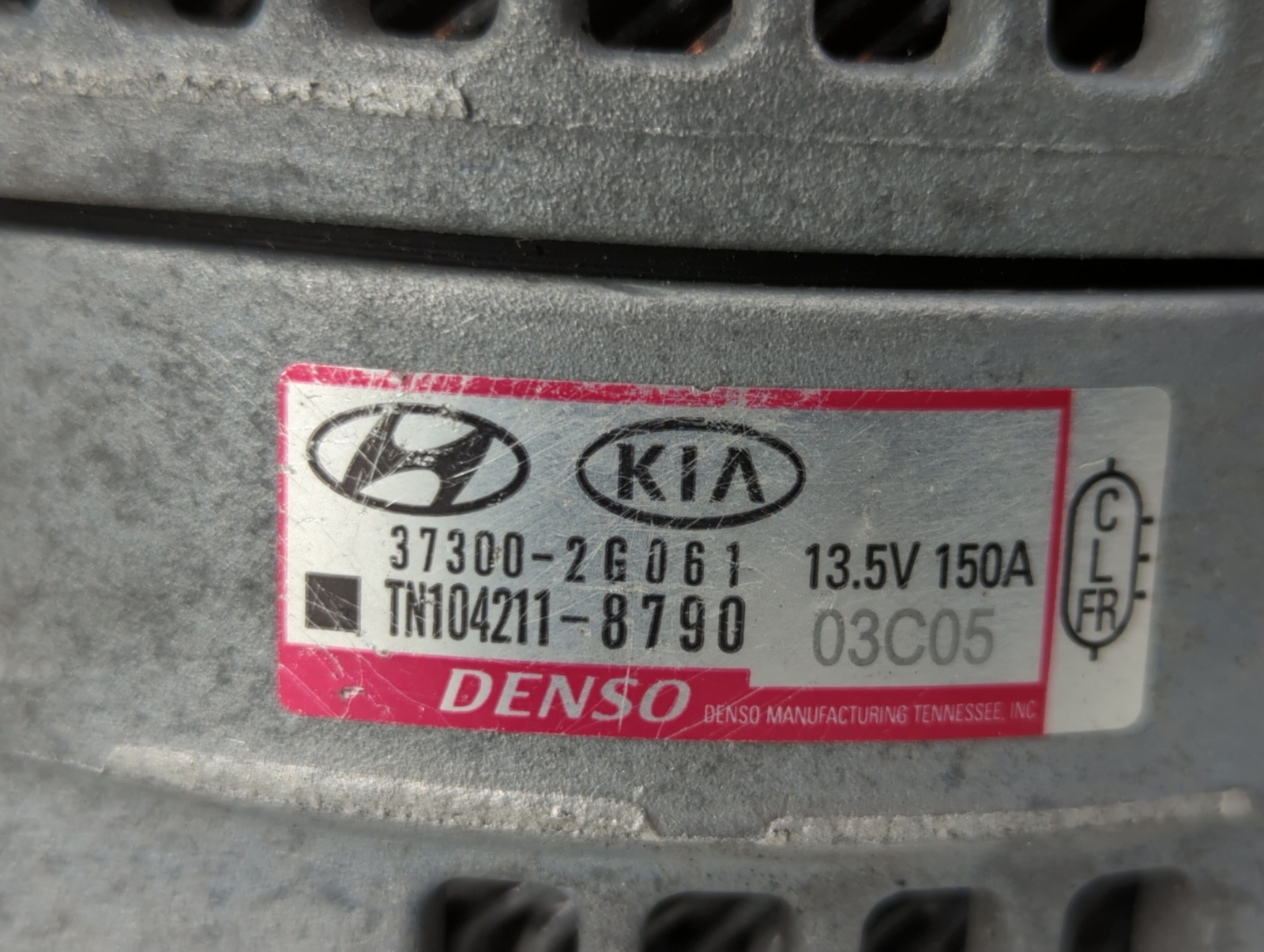20162019 Kia Optima alternateur générateur charge assemblage moteur