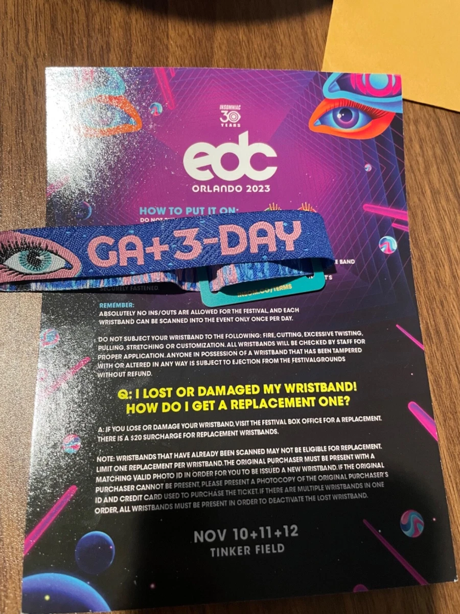 Edc orlando 2023 3 day ga+ ticket wristband | eBay