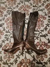 Italian Leather Brown Heels Size 7 Vero Cudio