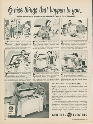 1951 General Electric Food Freezer Nice Things Garden Fish Vintage Print Ad BH1