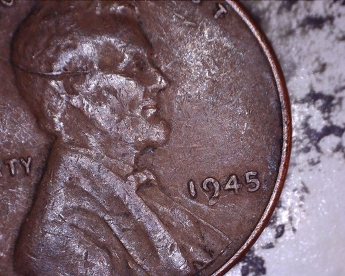 1945 P wheat cent lamination peal on reverse from rim to one cent - Picture 10 of 11