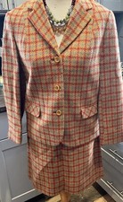 Vintage Wool Houndstooth Jackie Kennedy Corner House Waist 26  Skirt Suit 60s