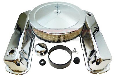 Chrome Valve Cover Breather & PCV Valve Set For Small Block Ford V8 Engines - 289, 302, 351W, More