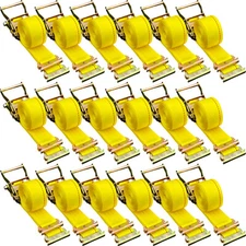 E-Track Ratchet Straps 18-Pack 2" x 15' Tie-Down Kit Cargo Van Truck Trailer