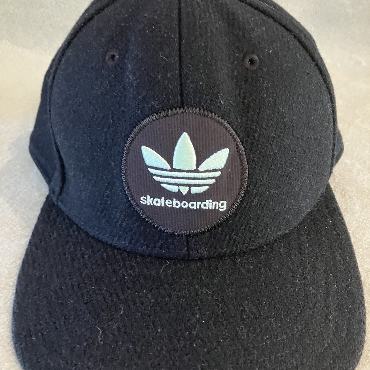 Adidas Hat Mens Snap Back Black Skateboarding Wool Blend Skater
