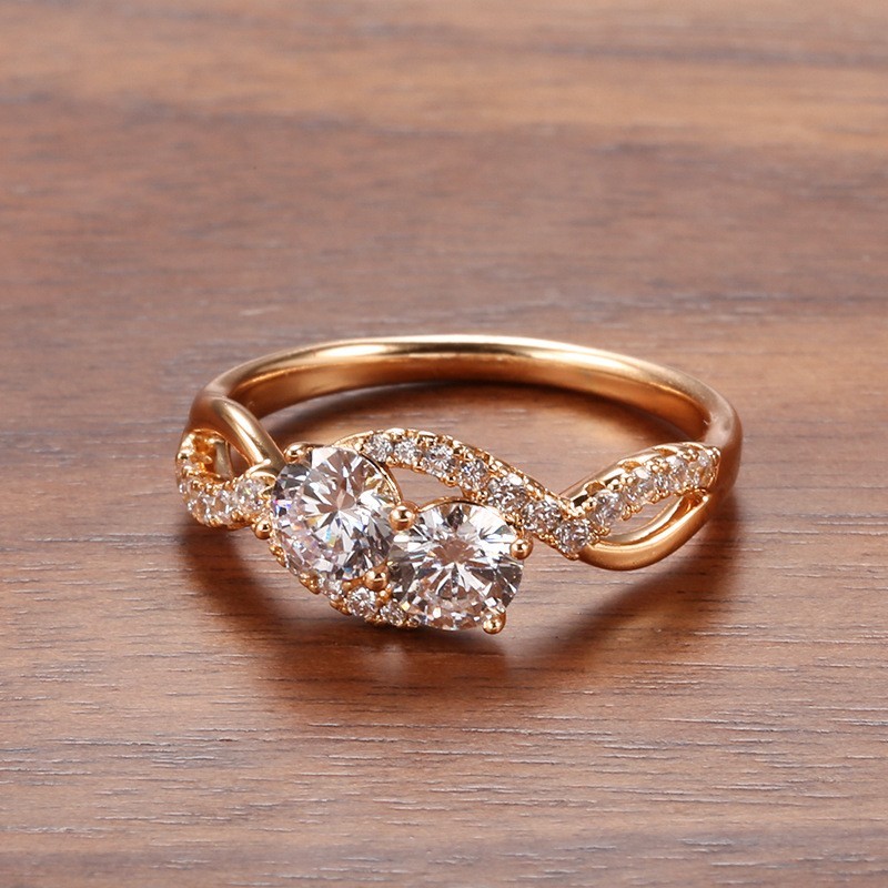 Anillo de mujer de lujo 585RG oro rosa, circonita natural imitación moissanita anillo diamante