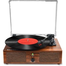 Vintage Wireless Turntable with Built-in Speakers  USB - 3 Speed Record Player