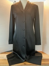 Ellen Tracy Linda Allard Black Shirt Dress Long Sleeve Button Front Size 8