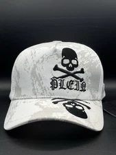 Philipp Plein Skull & Bones Marble White Adjustable Baseball Cap