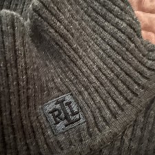 Vtg Ralph Lauren Women s Gray Ribbed Turtleneck Sweater Top LRL Logo P/M