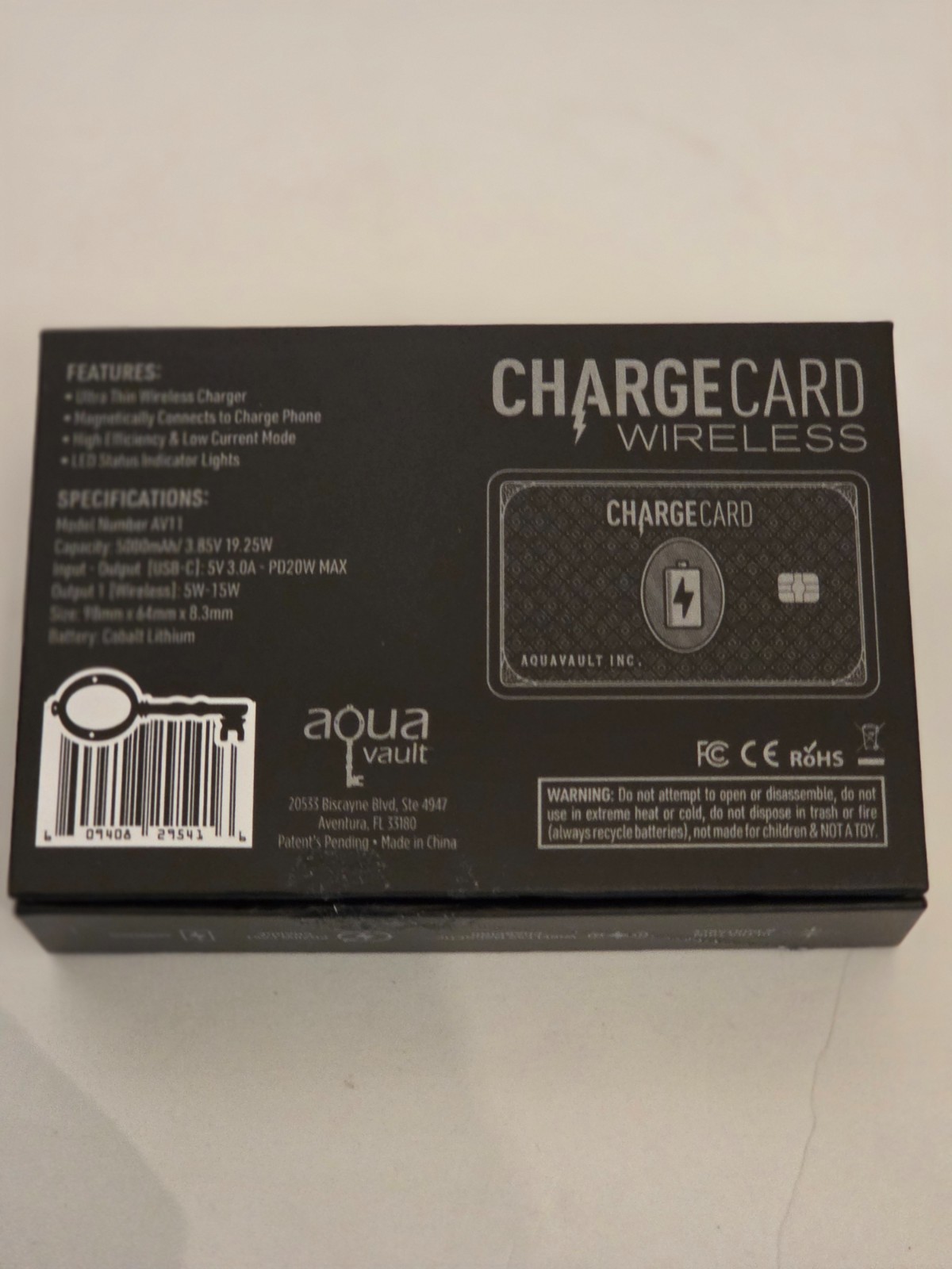 Stock Sruffer AquaVault Chg Card Battery Wireless Magnetic Fast 20Wat 5000 MAH