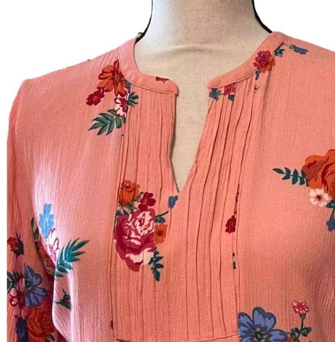 Matilda Jane Let's Go Out Dress Womens XS Pink V-Neck Long Sleeve Floral Boho