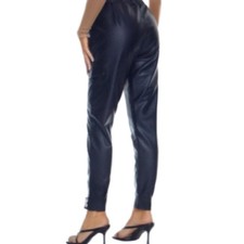 Black Faux Leather Women  s Casual Cargo Pants Size Small