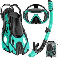 Snorkeling Gear for Adults Men Women,4 in 1 Snorkel Set with Panoramic View Divi