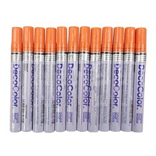12 Pc Orange Decocolor Broad Line Paint Draw Marker Pens Glossy Oil Based Opaque
