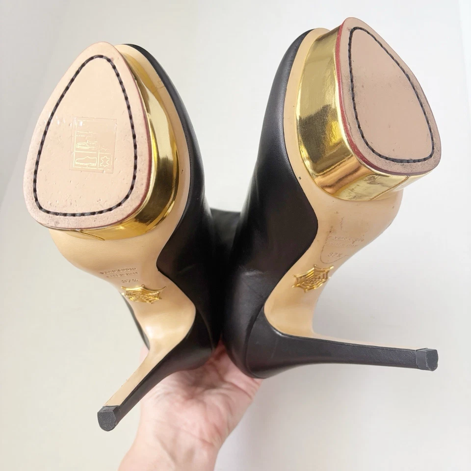 Charlotte Olympia Lucinda Black Nappa Metallic Calf Platform Boots Size 37.5 - Image 4 of 4