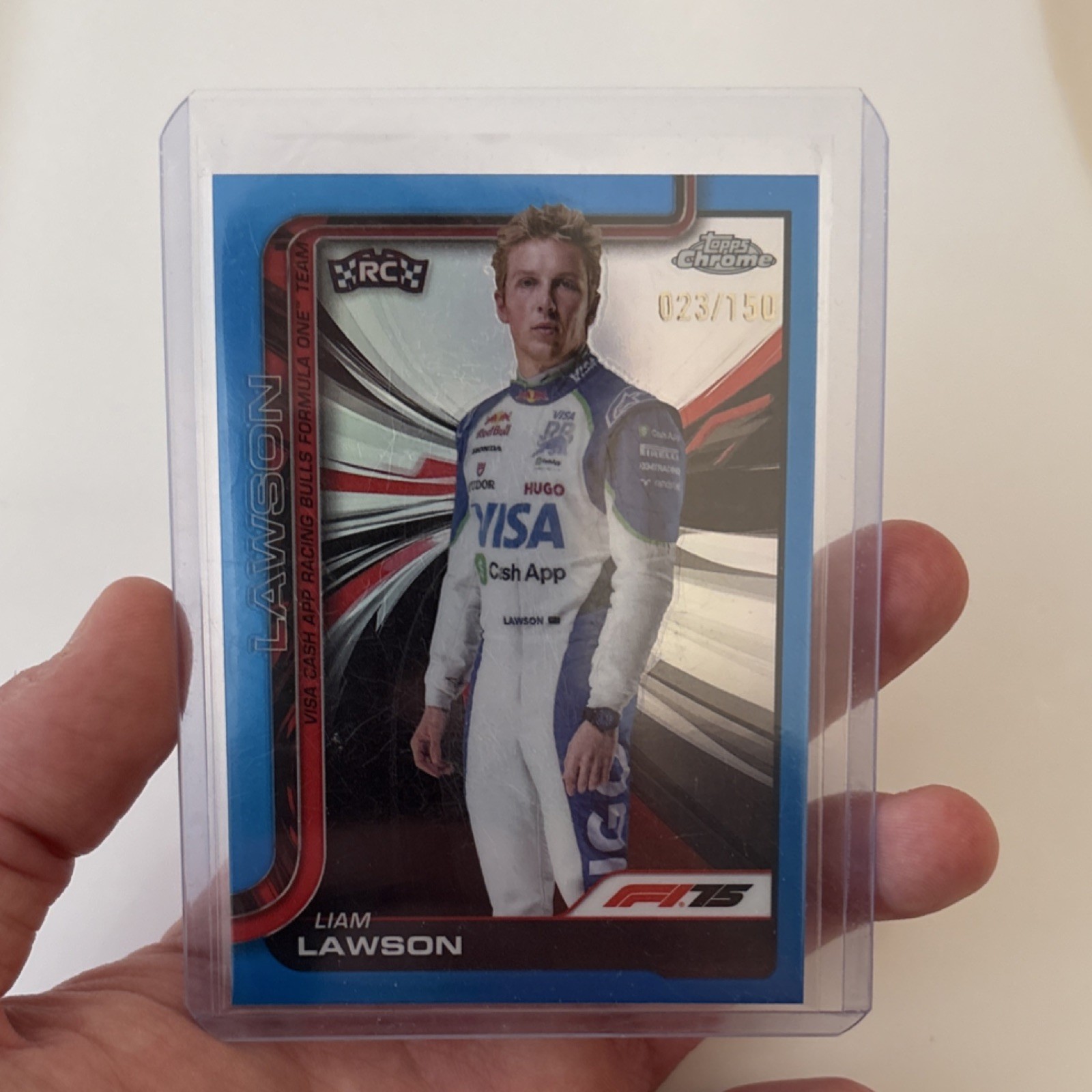 2025 Topps Chrome F1 Liam Lawson Blue Parallel Rookie #11 /150