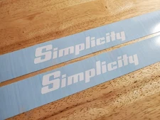 simplicity mower 10" DECALS STICKERS  GLOSS white (2)  VINYL  USA