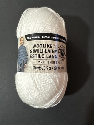 Loops & Threads Woolike Simile-Laine Yarn, Ivory White, Acrylic Nylon Superfine