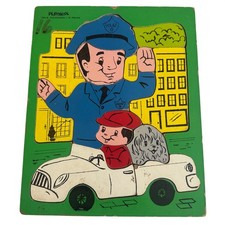 Playskool Policeman 16 Piece Wooden Jigsaw Puzzle Vintage 195-6 Board