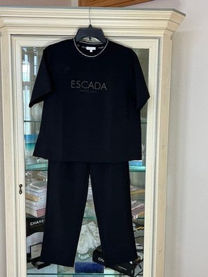 New RARE ESCADA White Label Black Top & Pants, Size S Collectors Piece