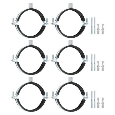 6 Pcs Adjustable Pipe Bracket Clamp, 3-1/2''(89mm) Wall Ceiling Mount Support
